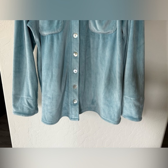Soft Surroundings|Soft teddy button down shirt jacket (shacket) in blue•••Size L - Picture 7 of 15